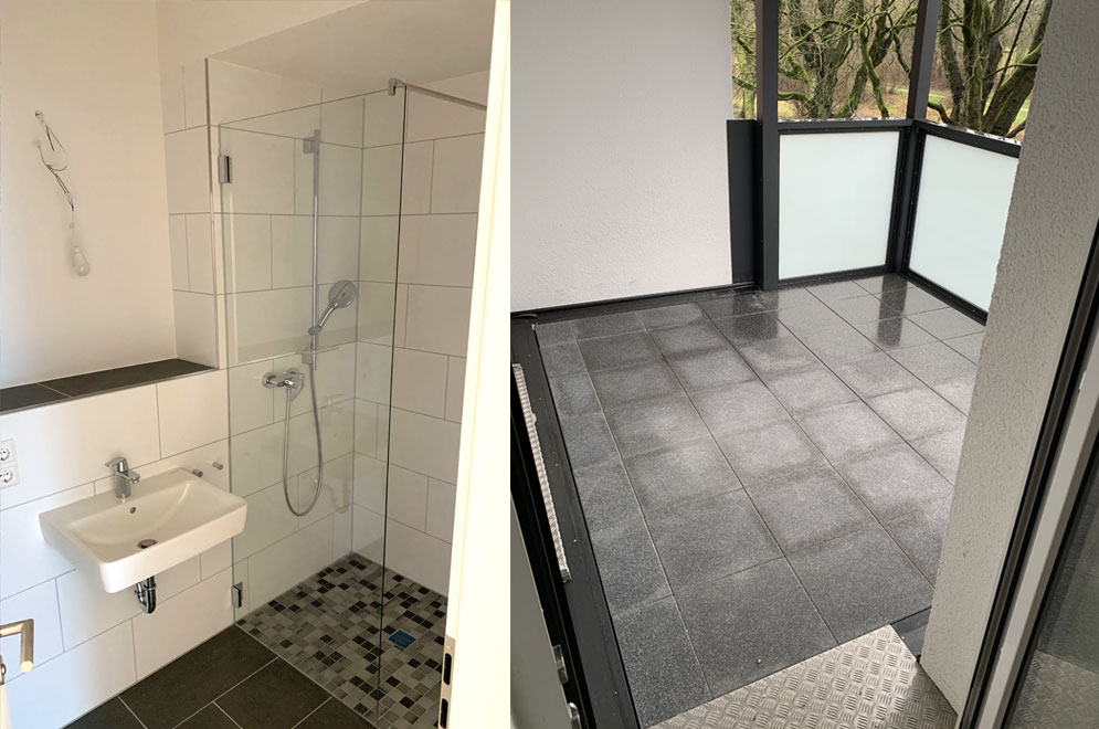 Badezimmer und Balkon
